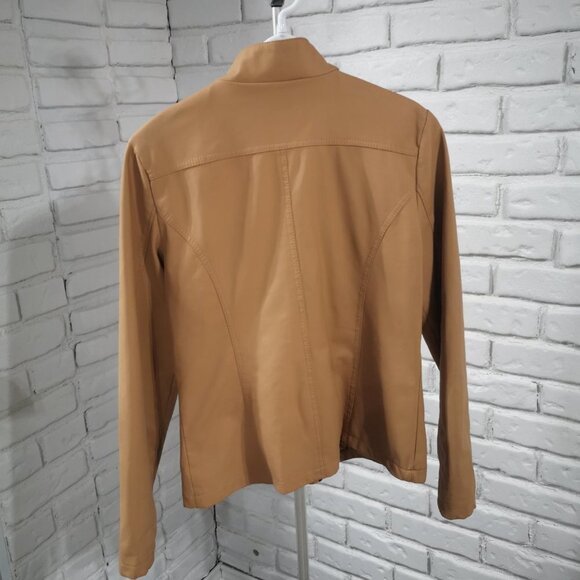 New Look Faux Leather Ladies Dark Tan Fully Lined Jacket - Picture 2 of 11